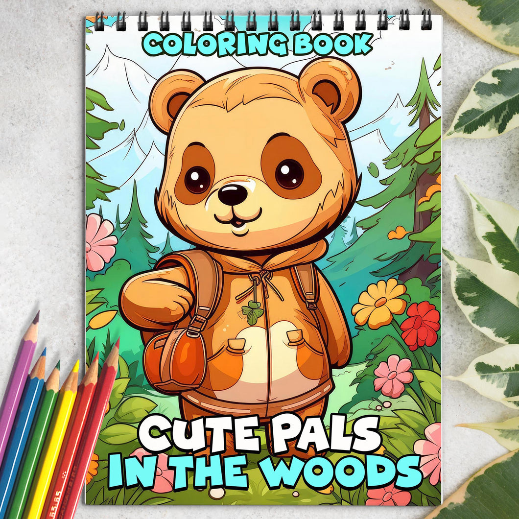 Cute Pals in the Woods Spiral-Bound Coloring Book: 30 Exquisite Coloring Pages for Fans of Cute Animals