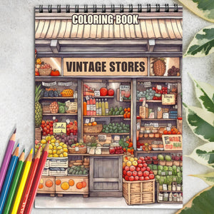 Vintage Stores Coloring Book: Experience 30 Whimsical Coloring Pages, Capturing the Cozy and Quaint Ambiance of Vintage Stores