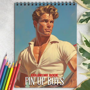 Pin-Up Boys Coloring Book: Dive into 30 Alluring Coloring Pages, Capturing the Charismatic Charms and Magnetic Presence of Pin-Up Boys