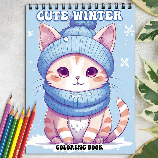 Cute Winter Coloring Book: Explore 30 Intriguing Coloring Pages, Depicting Cute Winter Scenes with Adorable Animal Companions