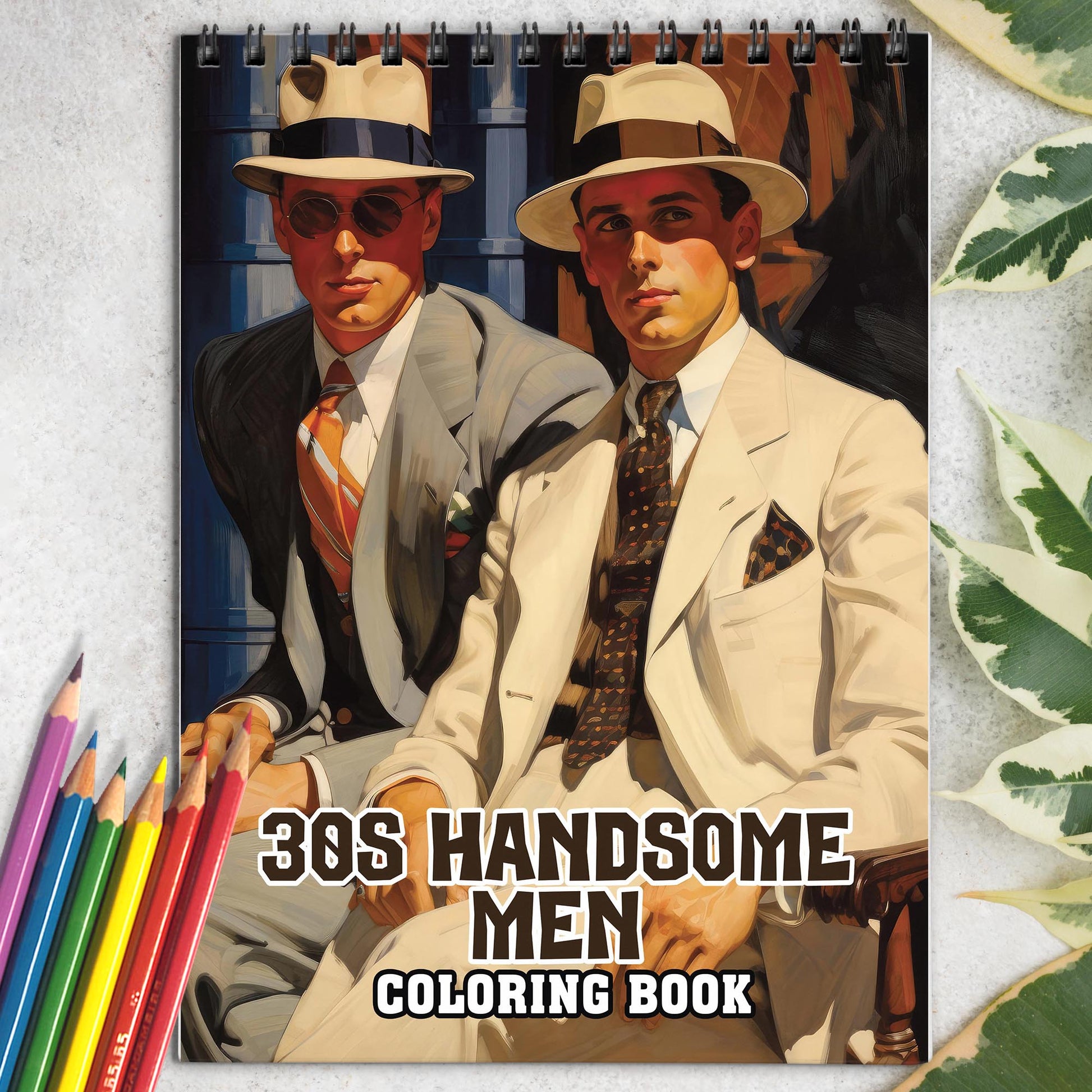 30s Handsome Men Spiral Bound Coloring Book: 30 Enchanting Coloring Pages, Unleashing Your Creativity in the World of Handsome Men