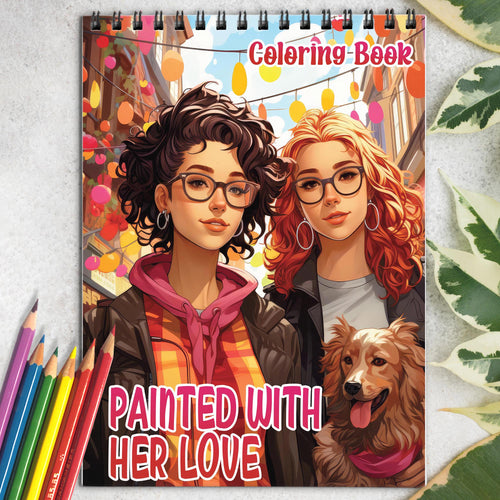 Painted With Her Love Spiral Bound Coloring Book: 30 Captivating Coloring Scenes of Devoted Couples