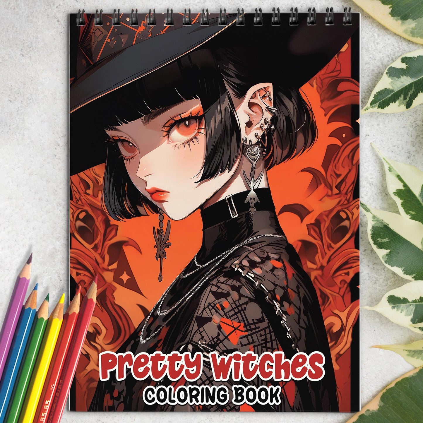 Pretty Witches Spiral-Bound Coloring Book: 30 Captivating Coloring Pages, Offering an Artistic and Reflective Experience 