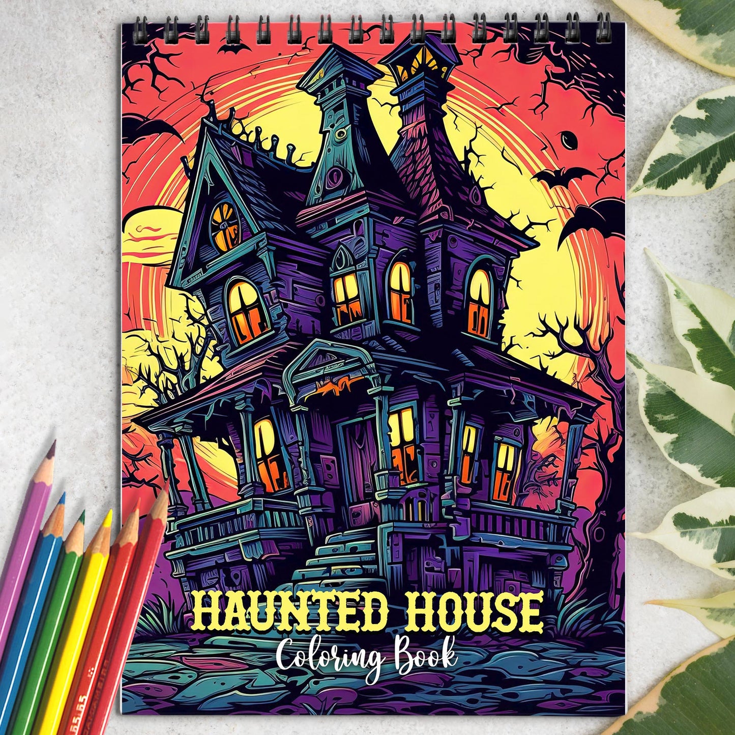 Haunted House Spiral Coloring Book: 30 Breathtaking Coloring Pages, Showcasing Haunted Houses with their Creepy Architecture and Haunting Surroundings