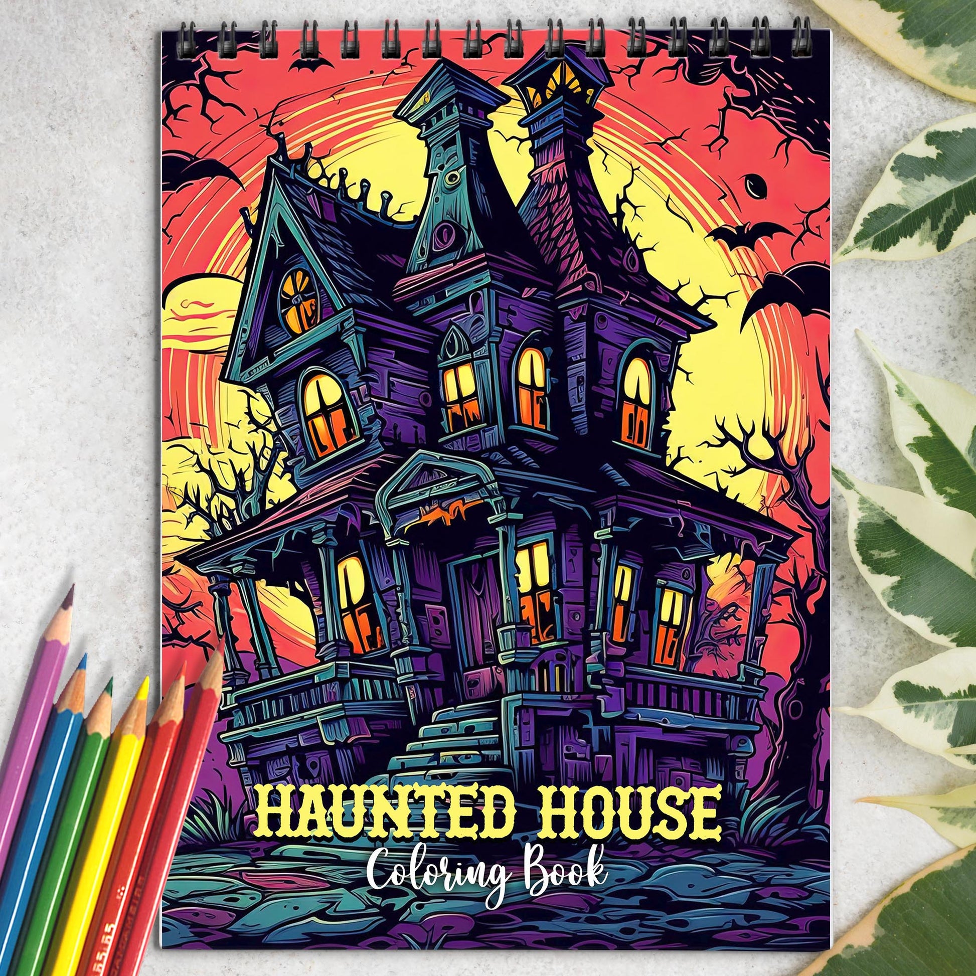 Haunted House Spiral Coloring Book: 30 Breathtaking Coloring Pages, Showcasing Haunted Houses with their Creepy Architecture and Haunting Surroundings