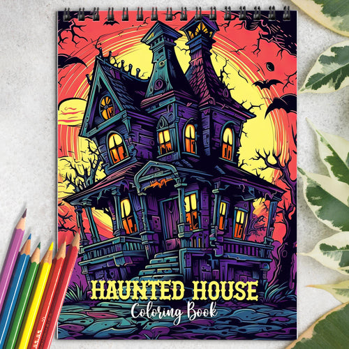 Haunted House Spiral Coloring Book: 30 Breathtaking Coloring Pages, Showcasing Haunted Houses with their Creepy Architecture and Haunting Surroundings