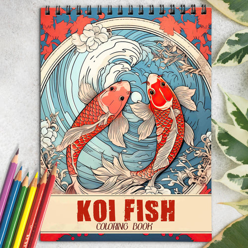 Koi Fish Coloring Book: Unleash Your Creativity with 30 Coloring Pages, Capturing the Harmony and Serenity of Koi Fish in Peaceful Water Gardens