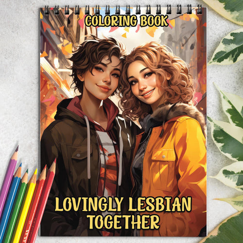 Lovingly Lesbian Together Spiral Bound Coloring Book: 30 Captivating Coloring Scenes of Loving Lesbian Couples