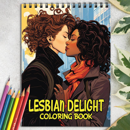 Lesbian Delight Spiral Bound Coloring Book: 30 Captivating Coloring Scenes of Delighted Couples