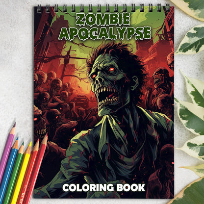 Zombie Apocalypse Spiral Bound Coloring Book: 30 Charming Coloring Pages for Coloring Enthusiasts to Embrace the Gruesome and Tense Atmosphere of the Post-Apocalyptic Era