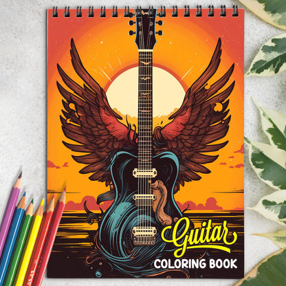Guitar Spiral Bound Coloring Book: 30 Charming Guitar Coloring Pages for Coloring Enthusiasts to Embrace the Artistry and Soul of Guitars