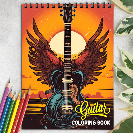 Guitar Spiral Bound Coloring Book: 30 Charming Guitar Coloring Pages for Coloring Enthusiasts to Embrace the Artistry and Soul of Guitars