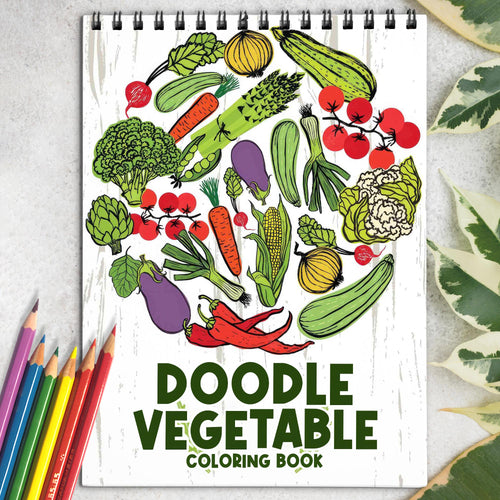 Doodle Vegetable Spiral Coloring Book: 30 Whimsical Doodle Vegetable Coloring Pages to Celebrate the Beauty of Nature's Bounty