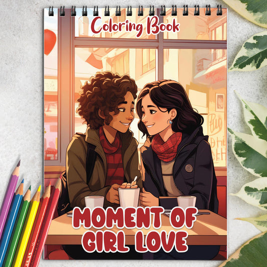Moment of Girl Love Spiral Bound Coloring Book: 30 Captivating Coloring Scenes of Tender and Loving Couples