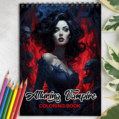 Alluring Vampire Spiral-Bound Coloring Book: 30 Captivating Coloring Pages that Combine the Alluring Vampire Coloring Book and Halloween Event