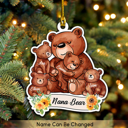 Godmerch- Ornament - Nana Bear Ornament Personalized Grandma Handmade Christmas, Custom Shape Flat Ornament