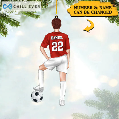 Personalized soccer player Christmas Ornament, Custom Shape Ornament Decor CTH01