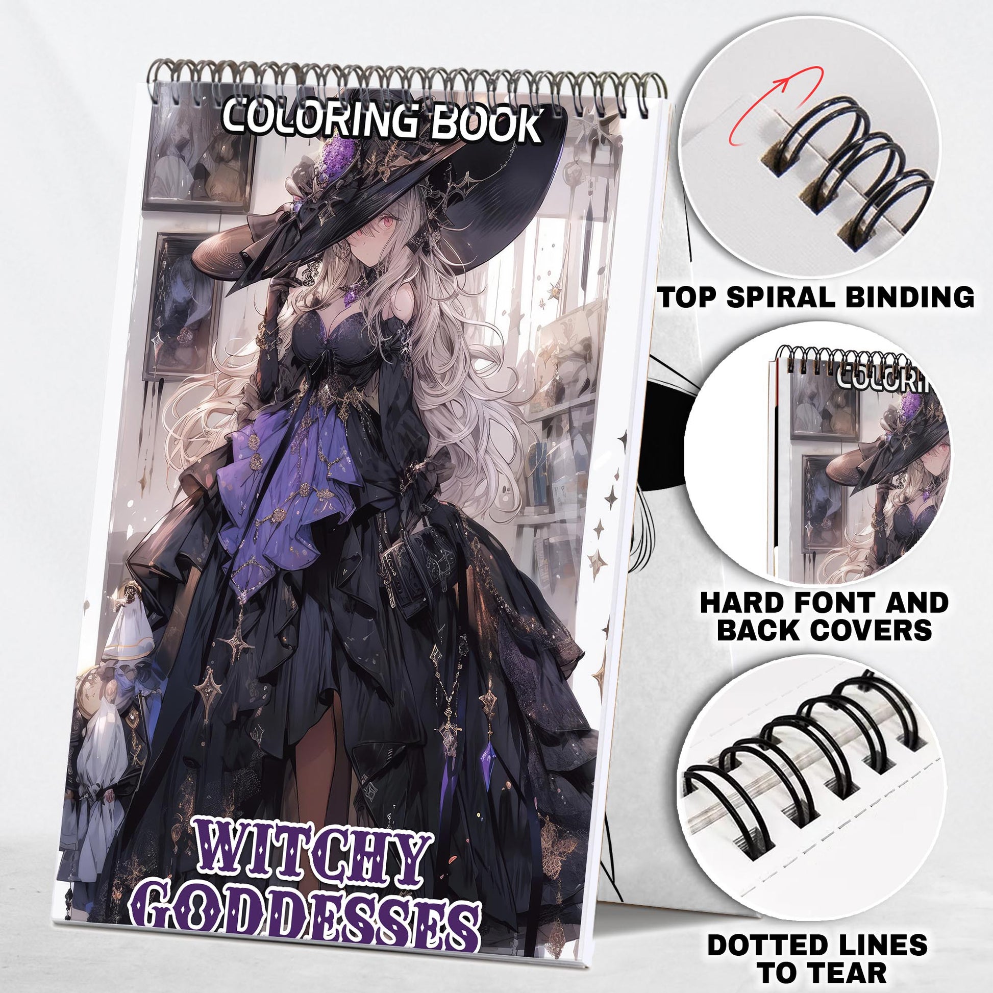 Witchy Goddesses Spiral-Bound Coloring Book: Embark on a Journey with Witchy Goddesses through 30 Captivating Coloring Pages of Modern Witches for an Artistic and Divine Adventure 