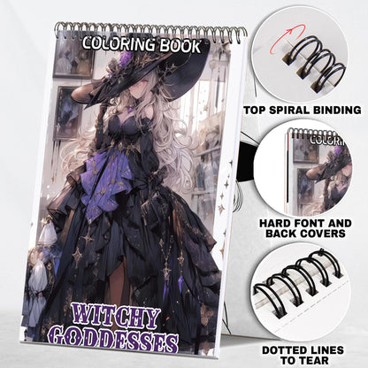Witchy Goddesses Spiral-Bound Coloring Book: Embark on a Journey with Witchy Goddesses through 30 Captivating Coloring Pages of Modern Witches for an Artistic and Divine Adventure 