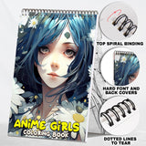 Anime Girls Spiral Coloring Book: 30 Charming Coloring Pages, Celebrating Cute and Lively Anime Girls in Playful Scenes