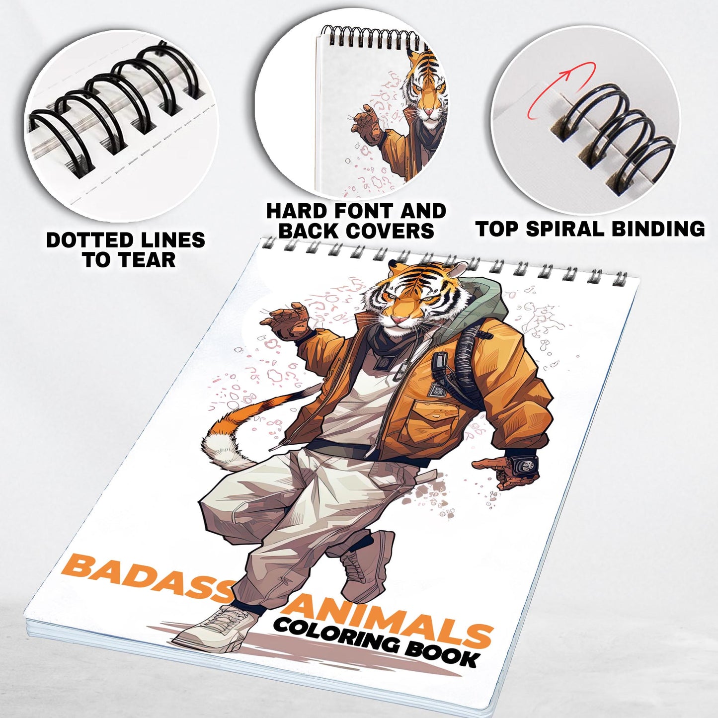 Badass Animals Spiral Coloring Book: 0 Bold and Badass Animal Illustrations for Artistic Souls