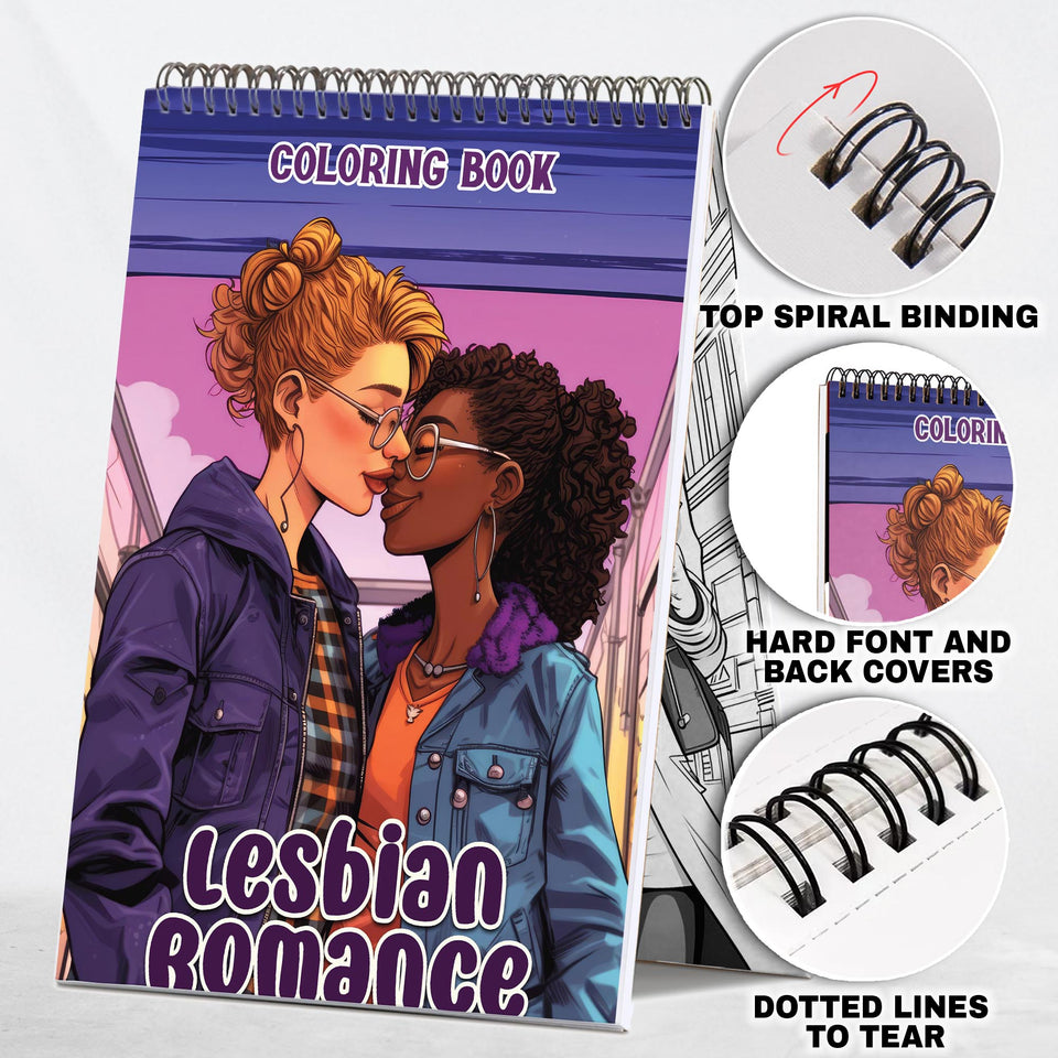 Lesbian Romance Spiral Bound Coloring Book: 30 Charming Pages Filled with Heartfelt Moments of Lesbian Romance