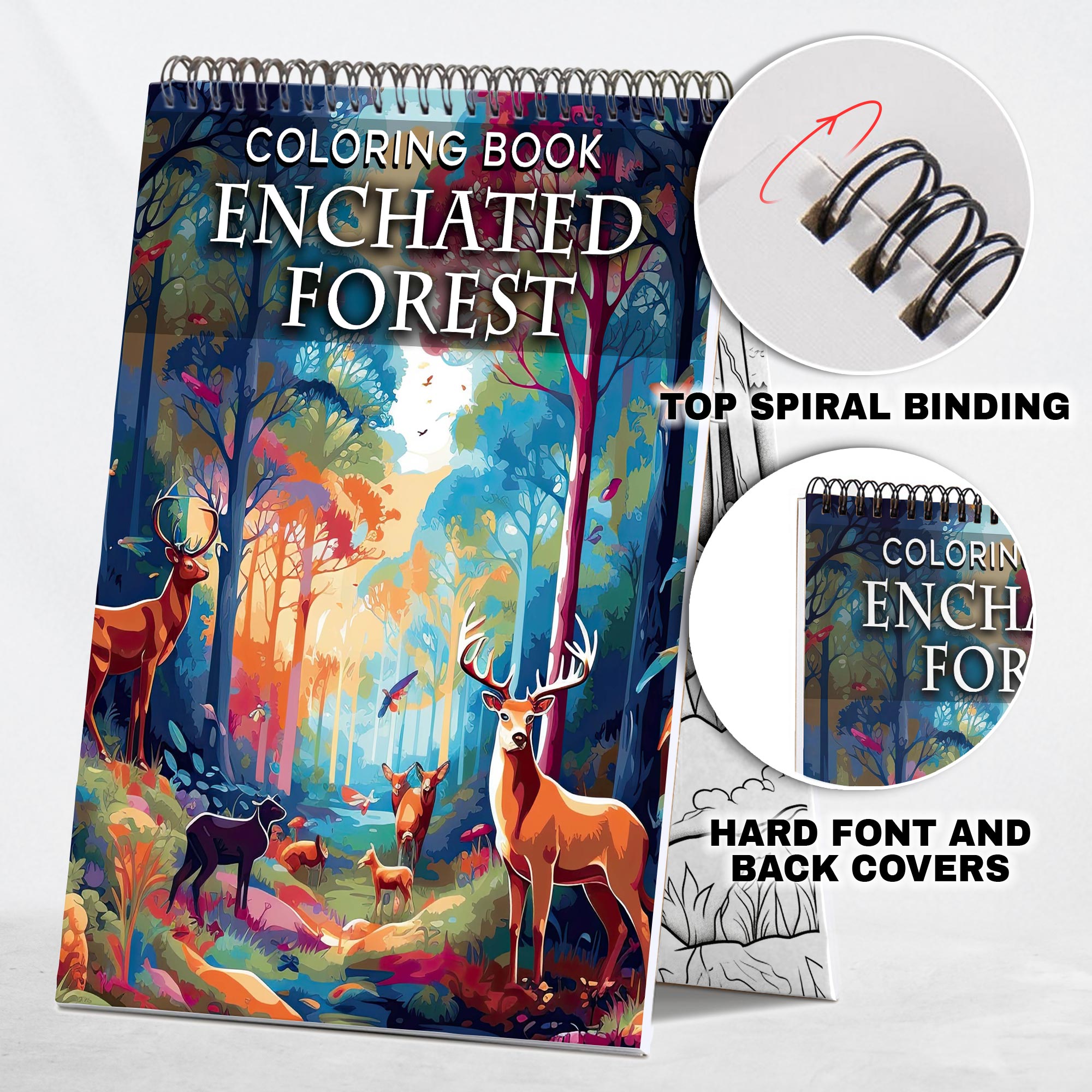 Enchated Forest Spiral Coloring Book: 30 Whimsical Flora and Fauna in ...