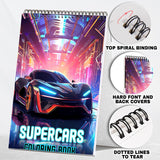 Supercars Spiral Coloring Book: 30 Thrilling Coloring Pages of Supercars