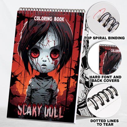 Scary Doll Spiral Bound Coloring Book: 30 Exquisite Coloring Pages that Showcase the Dark and Disturbing Nature of these Eerie Figures