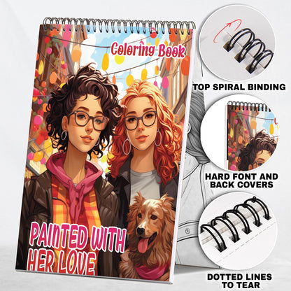Painted With Her Love Spiral Bound Coloring Book: 30 Captivating Coloring Scenes of Devoted Couples