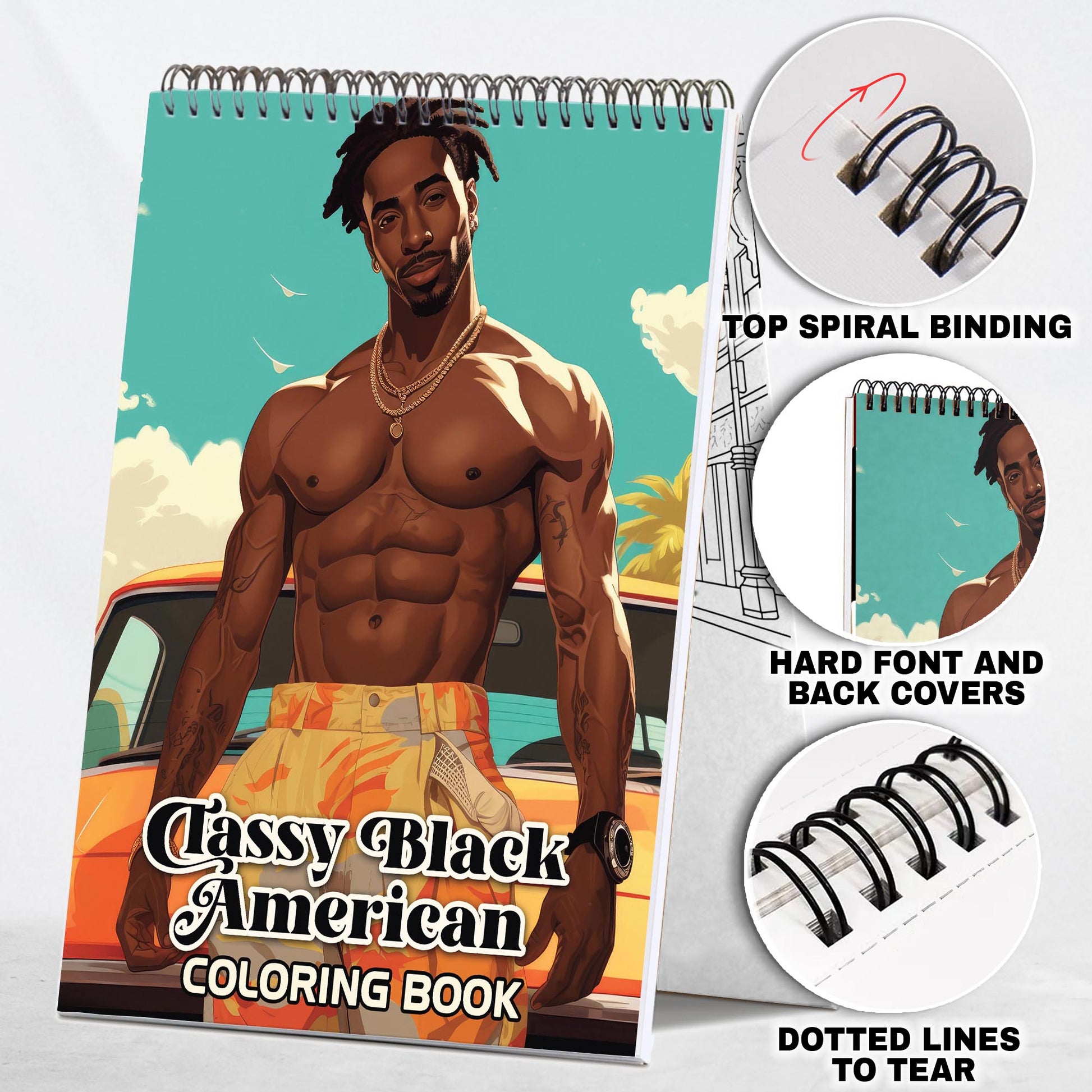 Classy Black American Spiral Bound Coloring Book: 30 Dashing Coloring Pages, Fostering Focus and Imagination while Celebrating the Classy Appeal of Black Americans