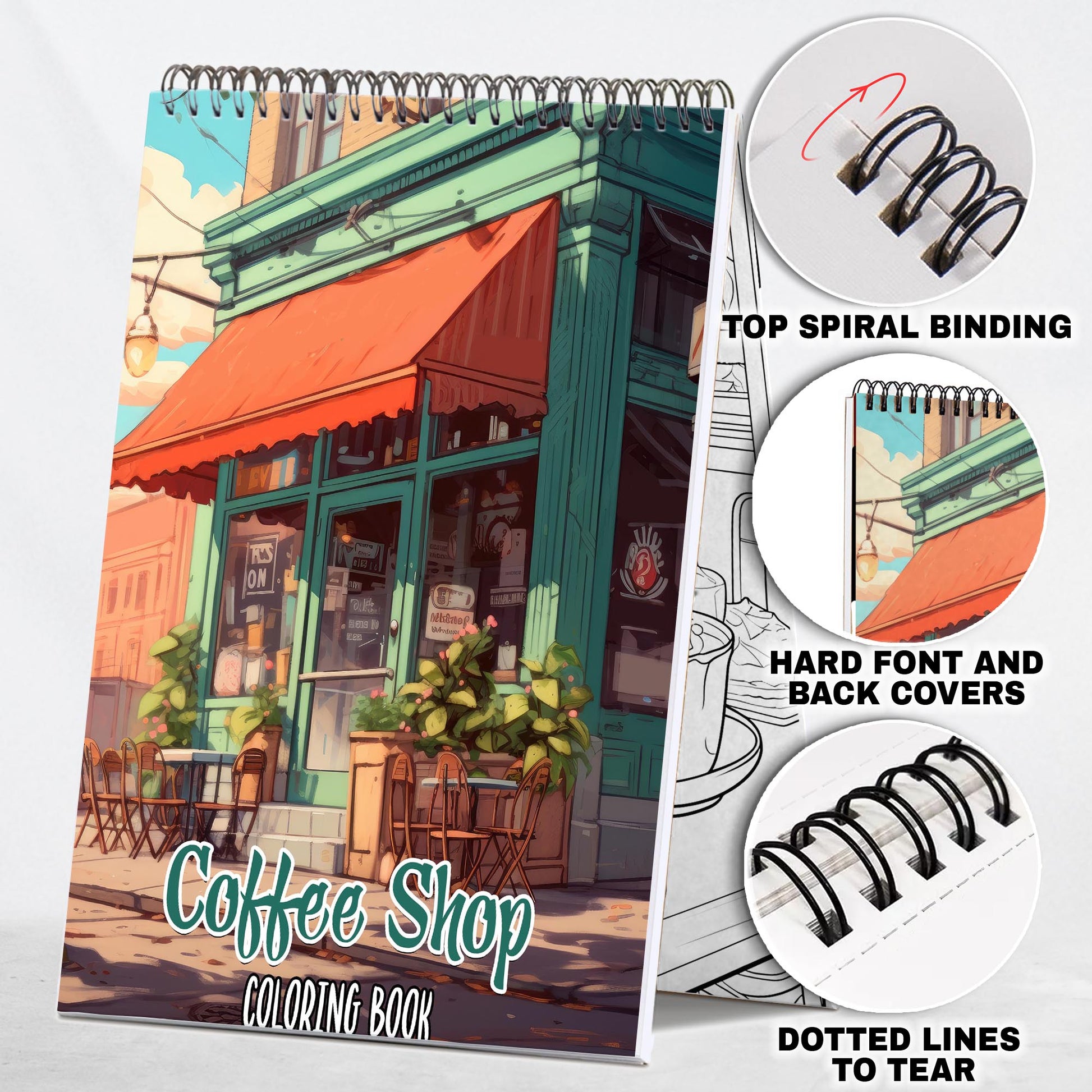Coffee Shop Spiral Coloring Book: Immerse Yourself in the Cozy Cafe Atmosphere with 30 Captivating Coloring Pages