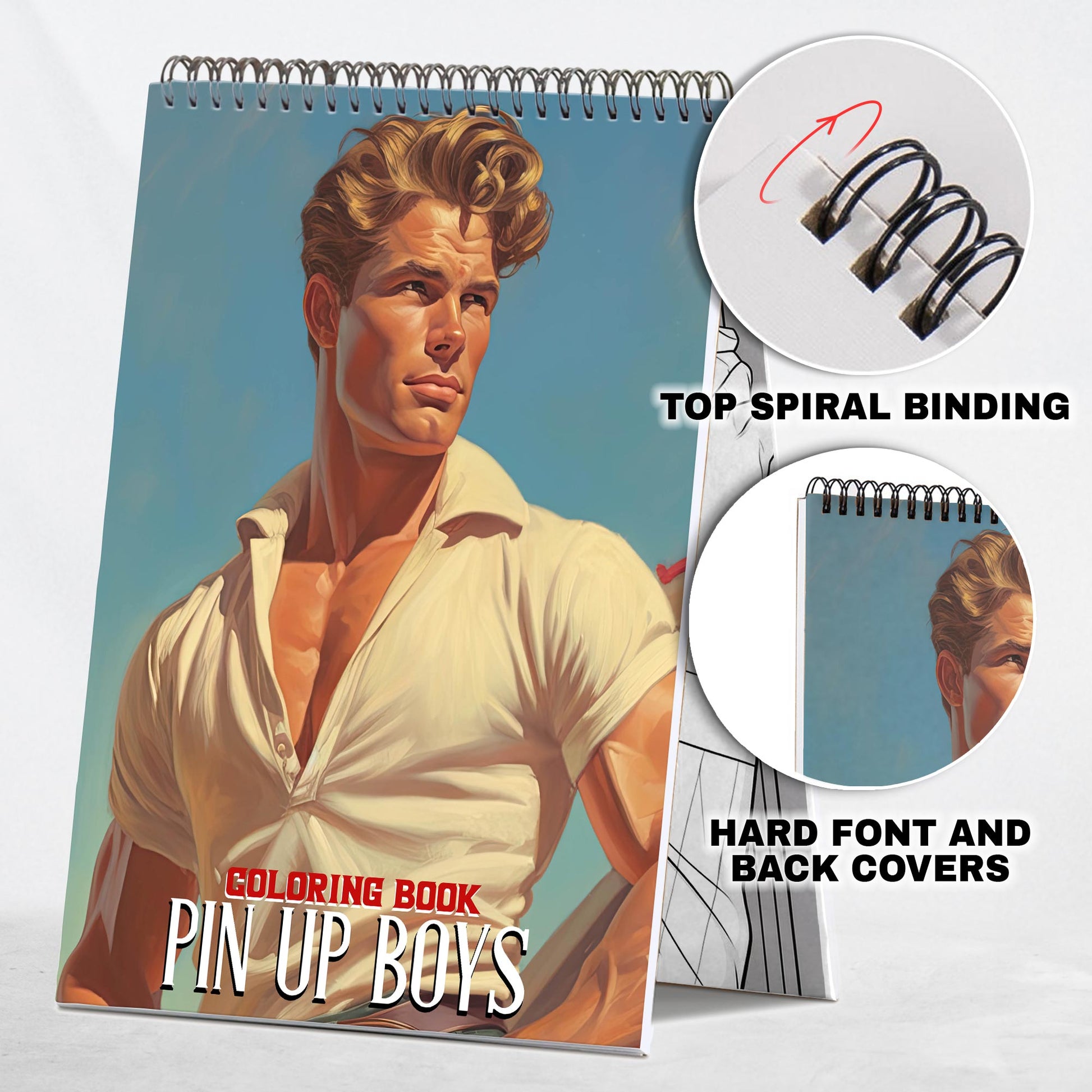 Pin-Up Boys Coloring Book: Dive into 30 Alluring Coloring Pages, Capturing the Charismatic Charms and Magnetic Presence of Pin-Up Boys