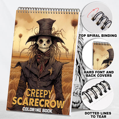Creepy Scarecrow Spiral Coloring Book: 30 Creepy Scarecrow Coloring Pages, Embracing the Terrors That Haunt the Fields