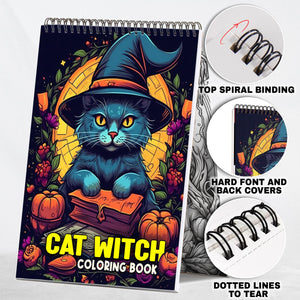 Cat Witch Spiral-Bound Coloring Book: 30 Captivating Coloring Scenes of Cat-Inspired Witchcraft