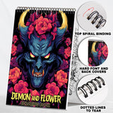 Demon And Flower Spiral-Bound Coloring Book: Showcasing 30 Unique and Mesmerizing Designs 