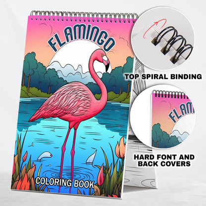 Flamingo Spiral Coloring Book: 30 Pages of Coloring Joy, Bringing to Life the Vibrant Flamingo Scenes of the Tropics
