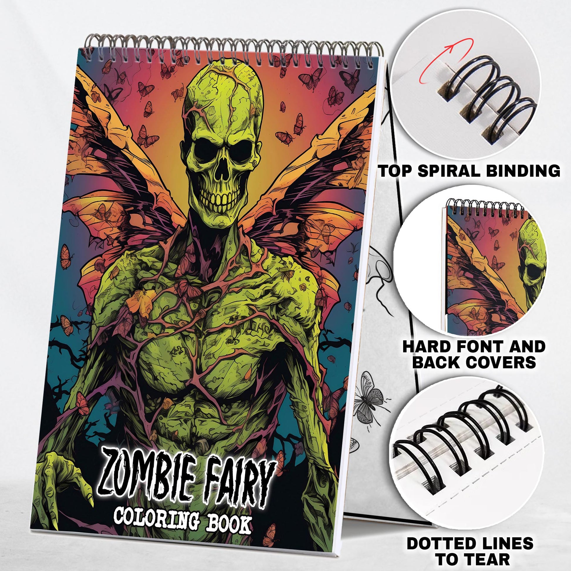 Zombie Fairy Spiral-Bound Coloring Book: 30 Exquisite Coloring Pages for Gothic and Fantasy Enthusiasts to Bring these Enchanting Creatures to Life