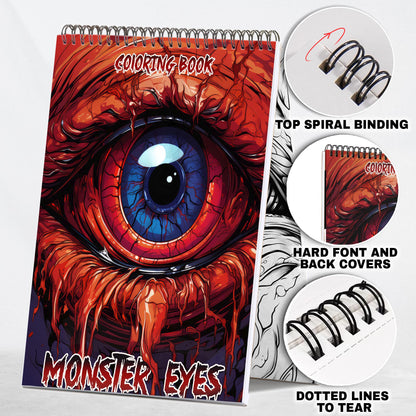 Monster Eyes Spiral Coloring Book: Dive into the Monster Eyes Coloring Book with 30 Captivating and Spooky Illustrations
