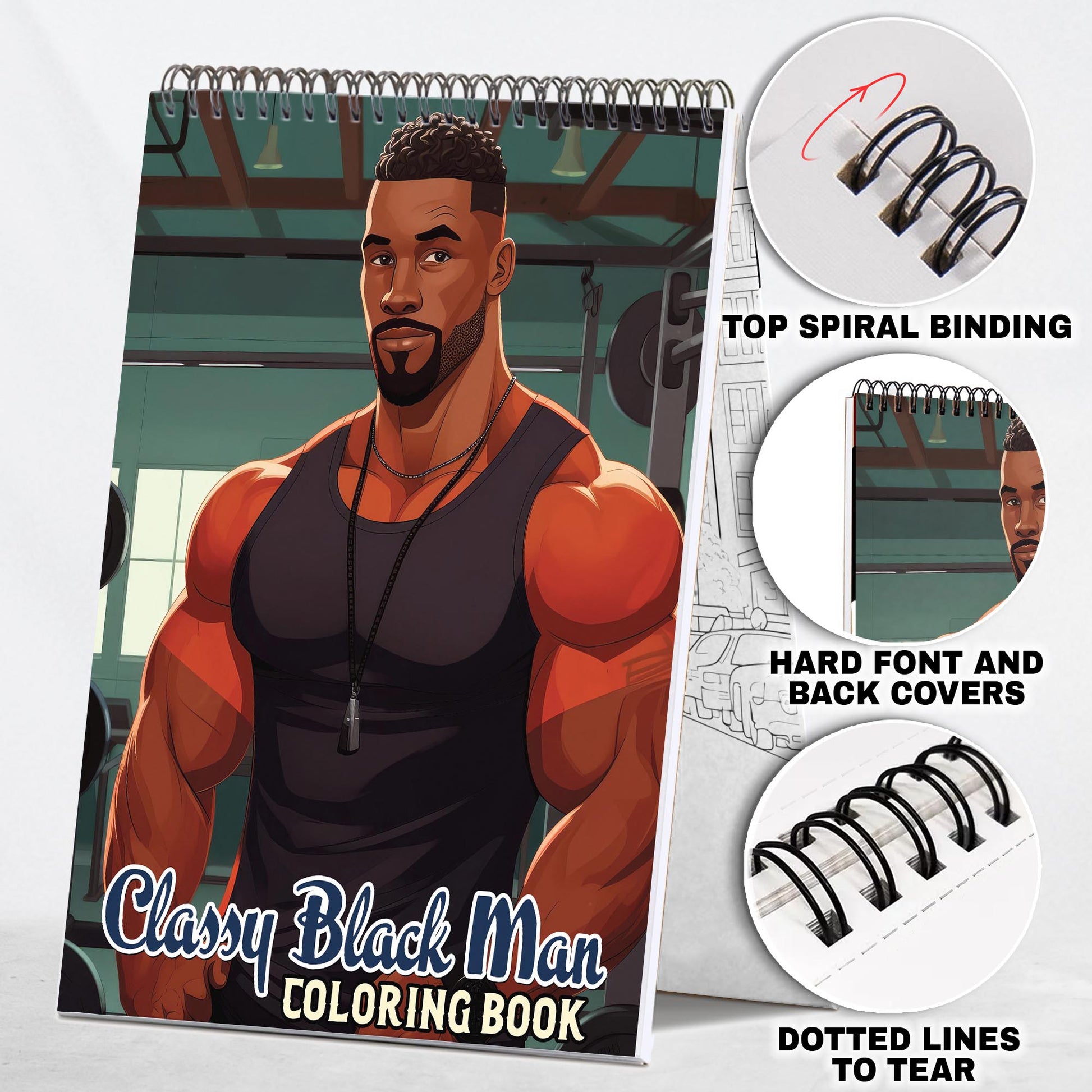 Classy Black Man Spiral Bound Coloring Book: 30 Dashing Coloring Pages, Fostering Focus and Imagination while Celebrating the Classy Appeal of Black Americans