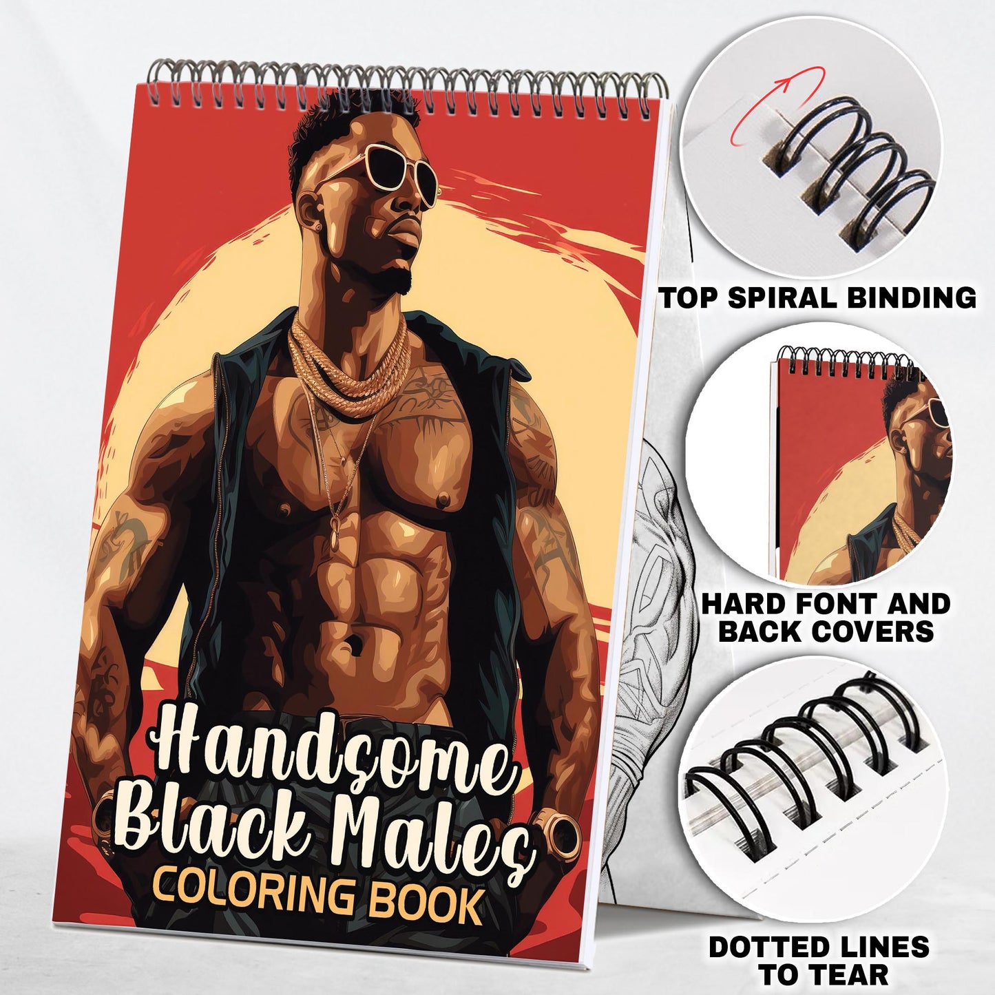 Handsome Black Males Spiral Bound Coloring Book: 30 Captivating Coloring Pages of Black Males for a Stylish and Artistic Journey