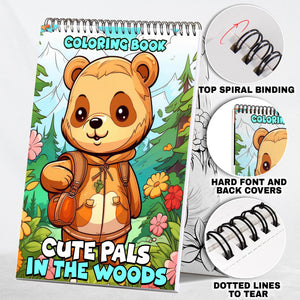 Cute Pals in the Woods Spiral-Bound Coloring Book: 30 Exquisite Coloring Pages for Fans of Cute Animals