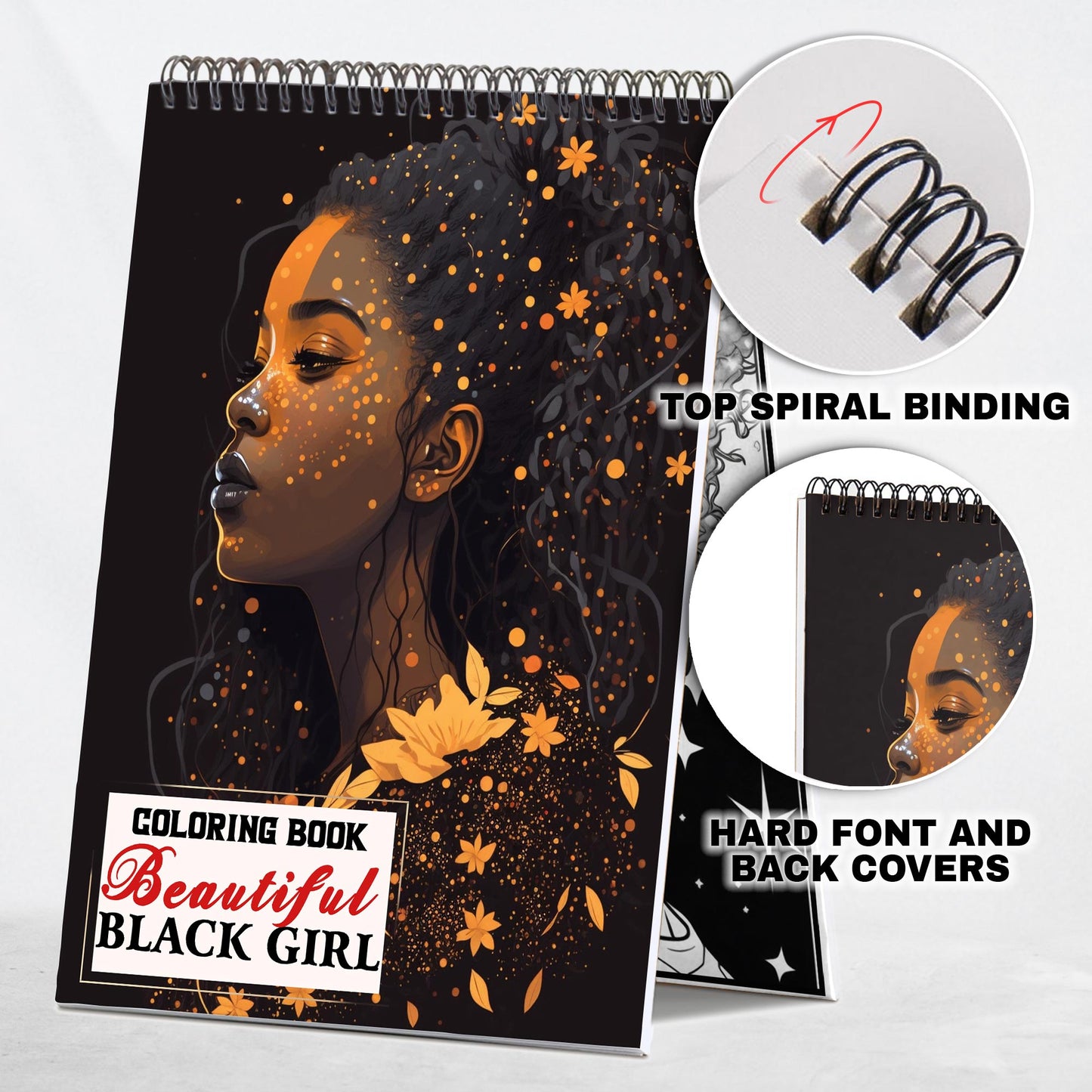 Beautiful Black Girl Spiral Coloring Book: 30 Empowering Coloring Pages, Showcasing Strong and Resilient Black Girls Embracing Their Unique Beauty