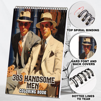 30s Handsome Men Spiral Bound Coloring Book: 30 Enchanting Coloring Pages, Unleashing Your Creativity in the World of Handsome Men