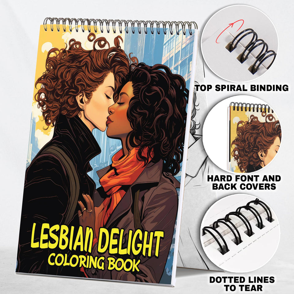 Lesbian Delight Spiral Bound Coloring Book: 30 Captivating Coloring Scenes of Delighted Couples