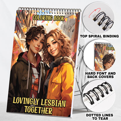 Lovingly Lesbian Together Spiral Bound Coloring Book: 30 Captivating Coloring Scenes of Loving Lesbian Couples