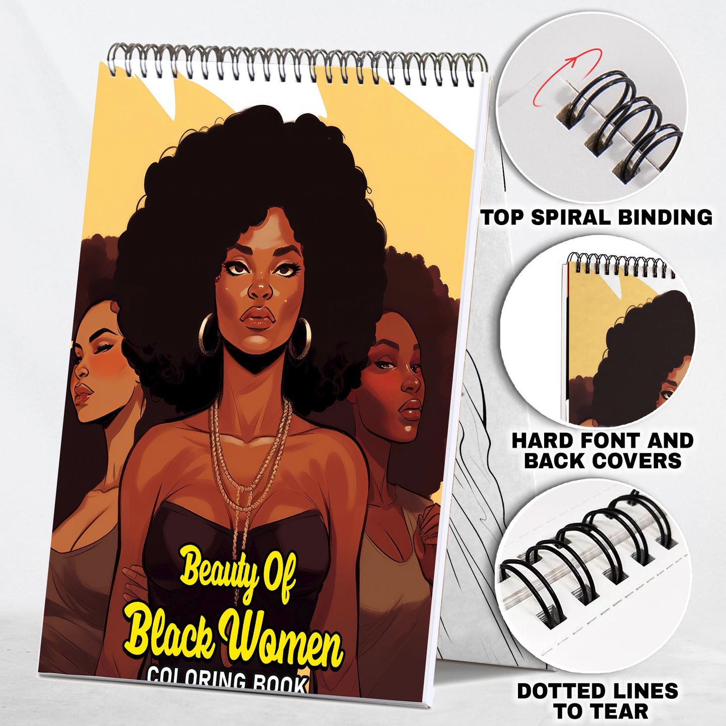 Beauty of Black Women Spiral Coloring Book: 30 Exquisite Coloring Pages Celebrating the Beauty of Black Women