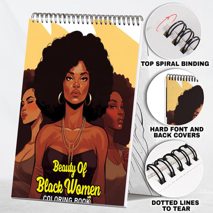 Beauty of Black Women Spiral Coloring Book: 30 Exquisite Coloring Pages Celebrating the Beauty of Black Women
