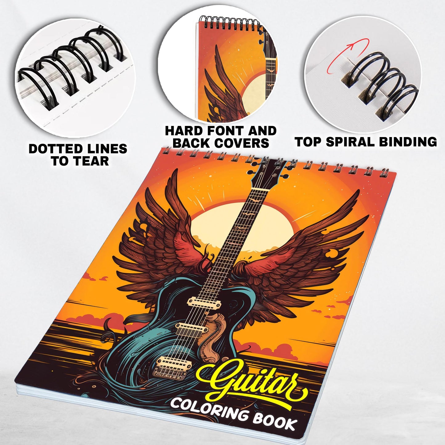 Guitar Spiral Bound Coloring Book: 30 Charming Guitar Coloring Pages for Coloring Enthusiasts to Embrace the Artistry and Soul of Guitars