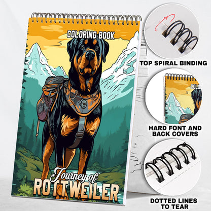 Journey of Rottweiler Spiral Coloring Book: 30 Captivating Coloring Pages for Dog Enthusiasts to Create Stunning and Lifelike Artwork